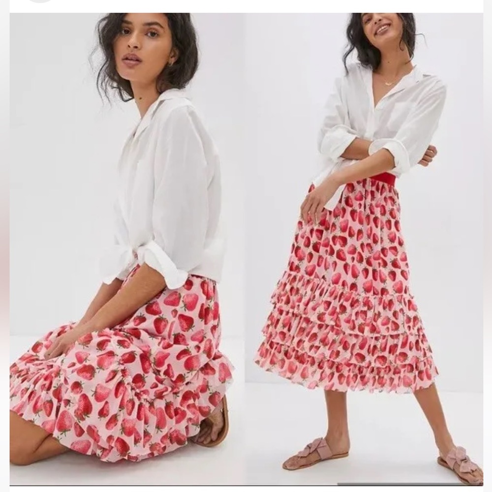 Eva Franco strawberry tiered skirt from Anthropologie